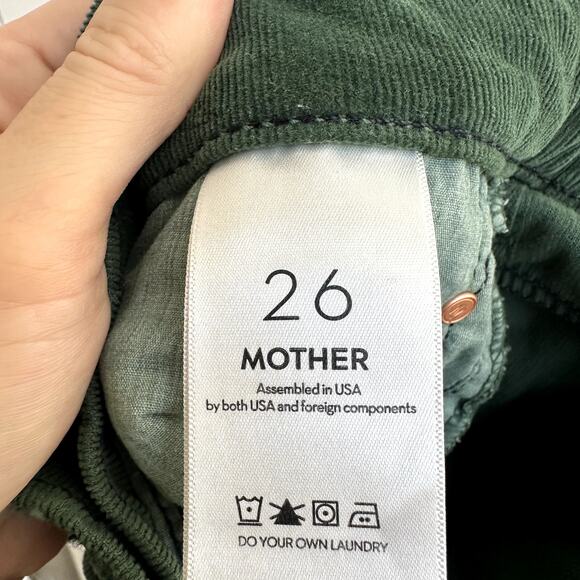 MOTHER The Ditcher Roller Zip Sneak Jeans Dark Green Corduroy Denim Flare 26 - Picture 11 of 12